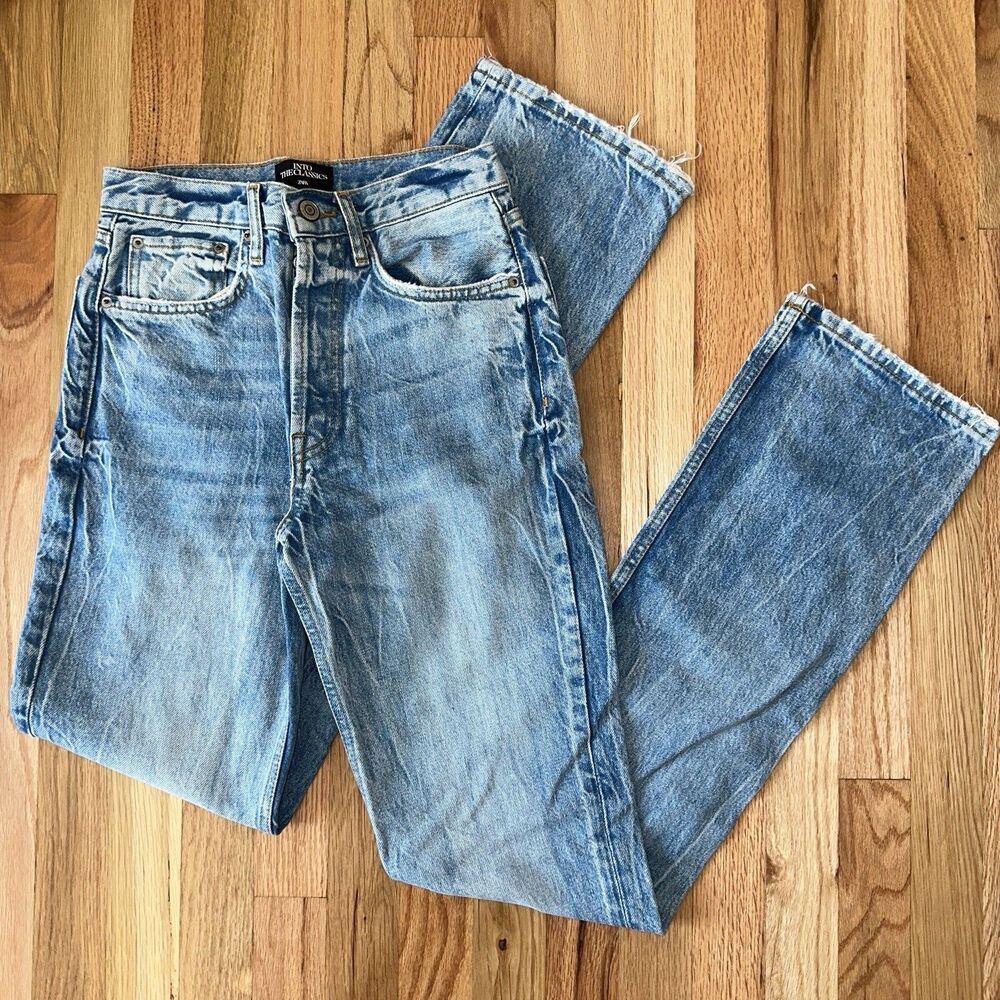 ZARA The Straight Full Length Jeans Size 25 US 0 – Faded Blue High Rise REF 6840